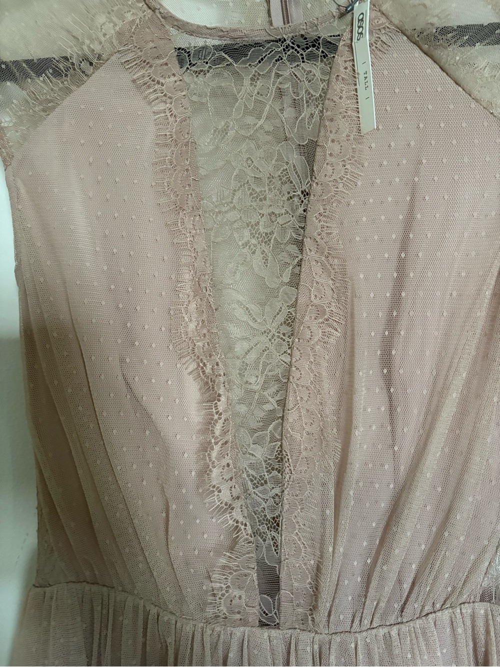 ASOS Dusty Blush Lace & Tulle Midi Dress - Picture 3 of 6